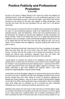 Positive Publicity and Professional Promotion